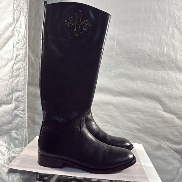 Tory Burch Black and Gold Ridding Boots - Picture 1 of 9